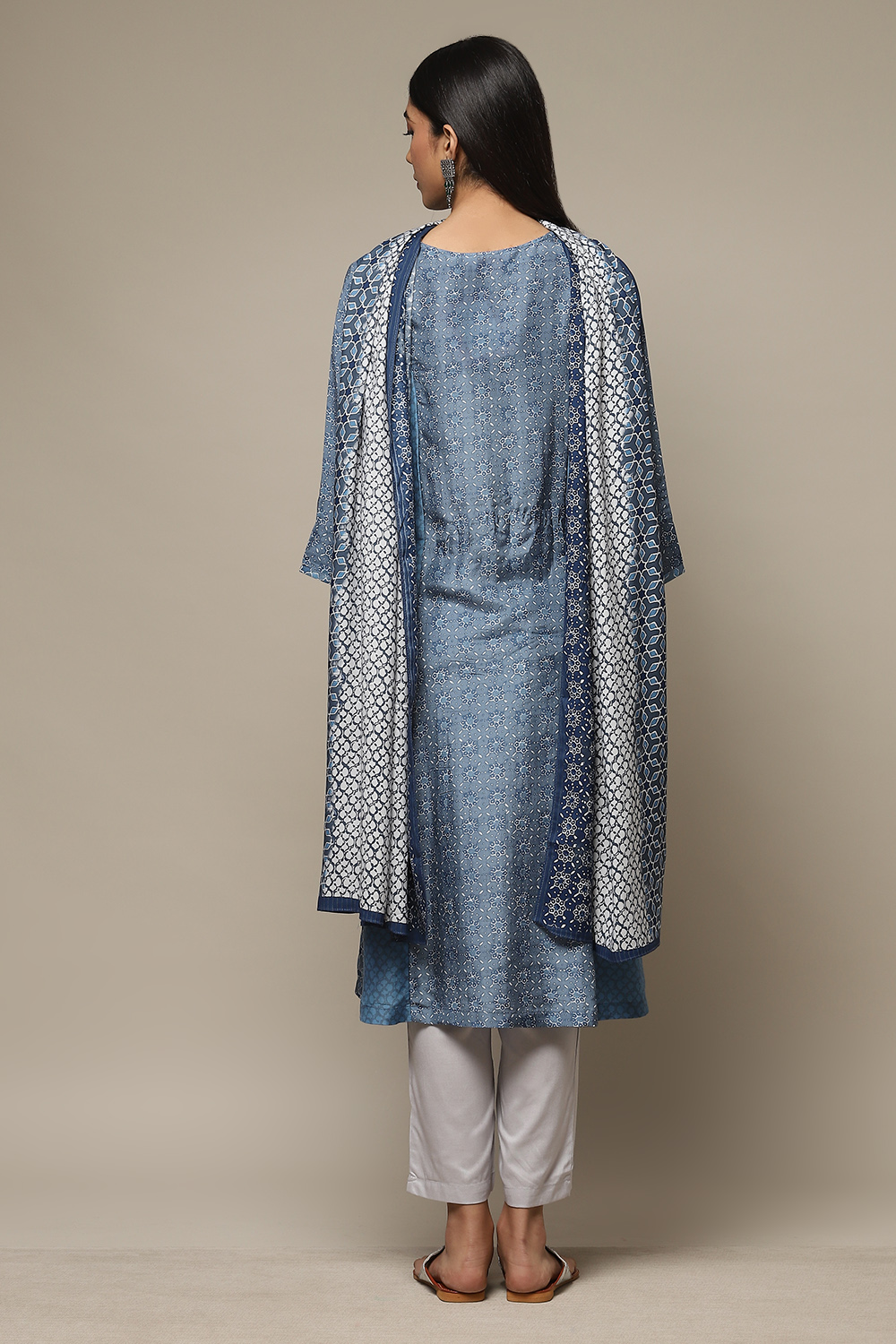 Blue Modal Straight Kurta Palazzo Suit Set image number 2