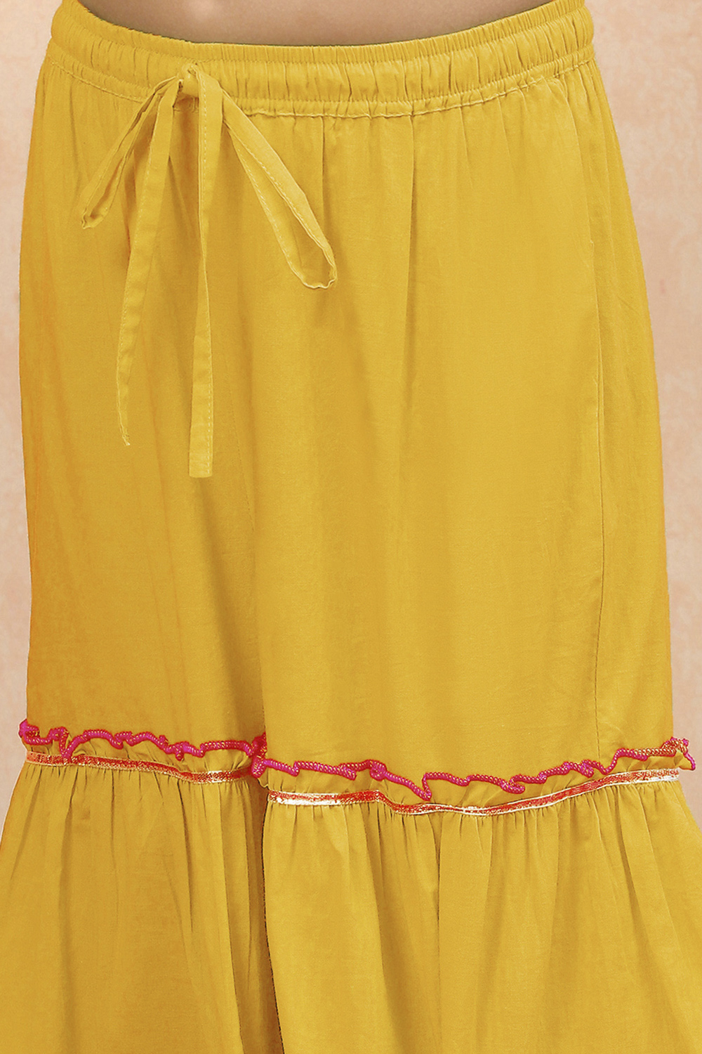 Yellow Cotton Floral Printed Straight Suit Set image number 2