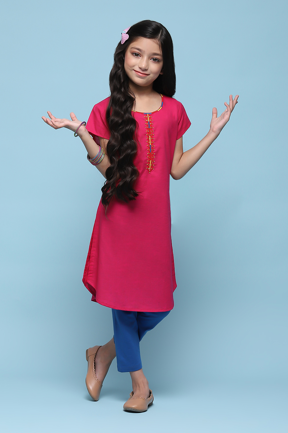 Blue Cotton Straight Solid Kurta Set image number 6