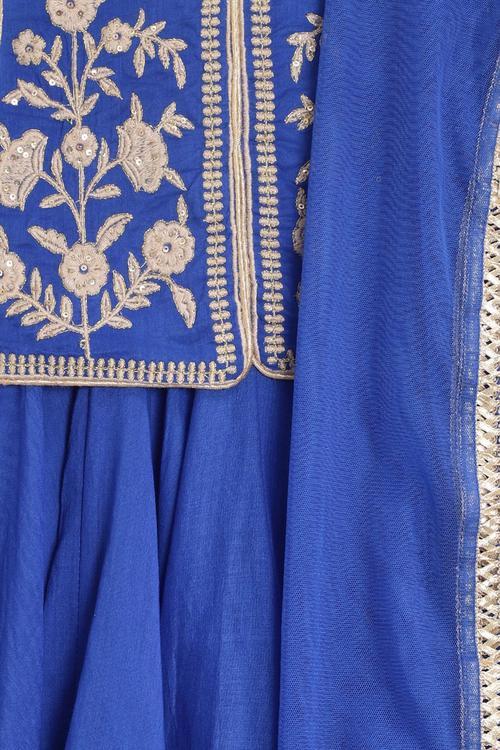 Blue Poly Cotton Anarkali Suit image number 1