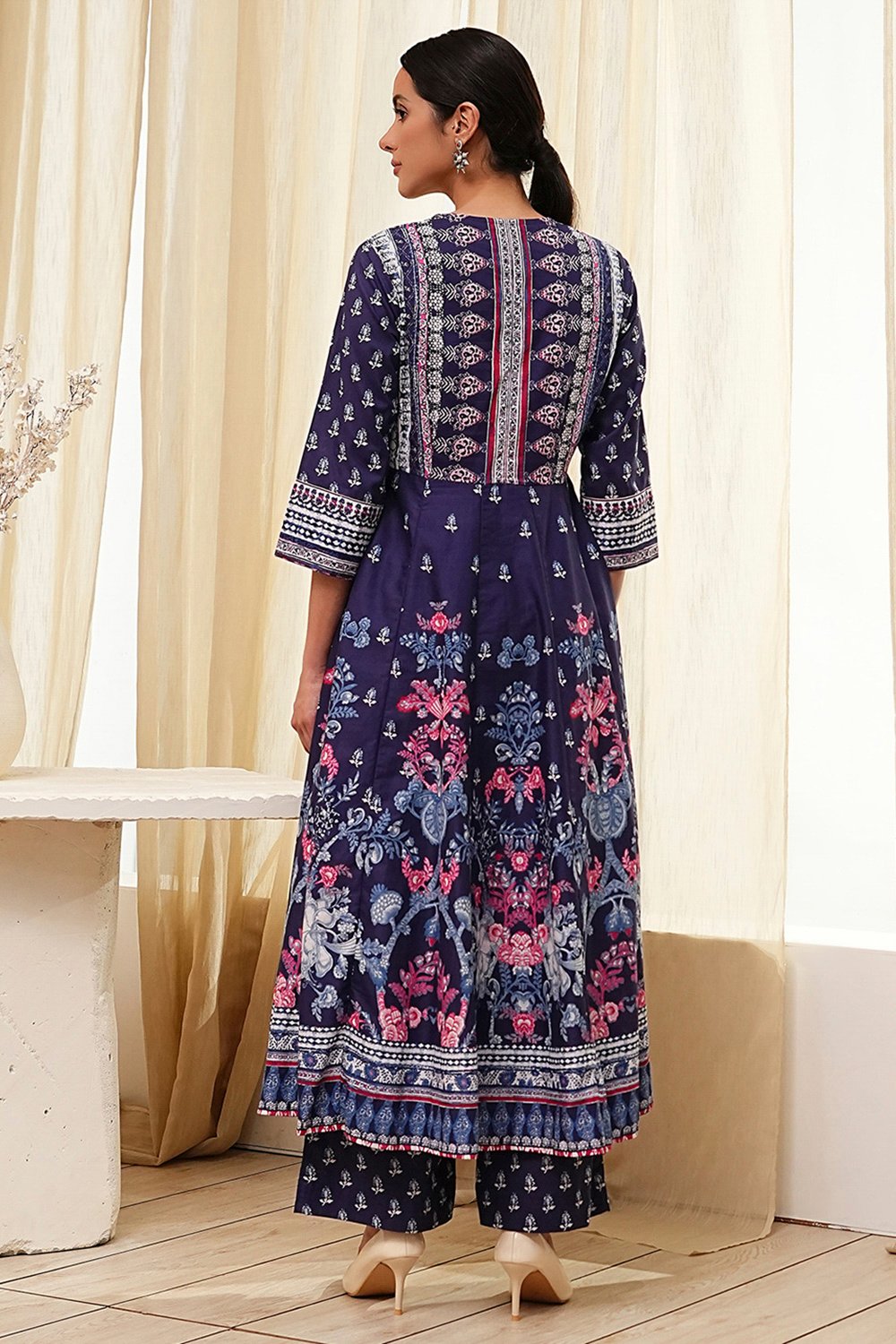 Indigo Cotton Anarkali Suit Set image number 4