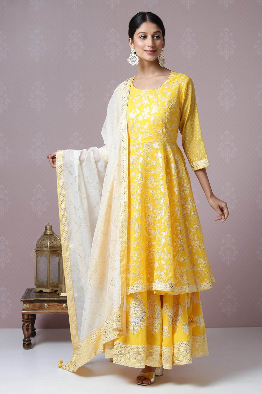 Biba yellow anarkali suit sale