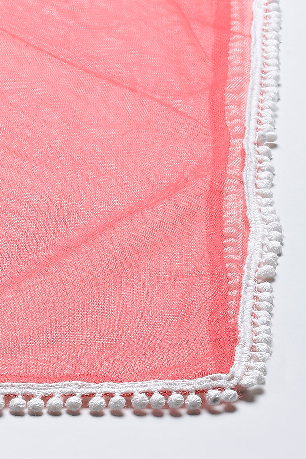 White And Pink Cotton Flared Kurta Churidar Suit Set image number 2