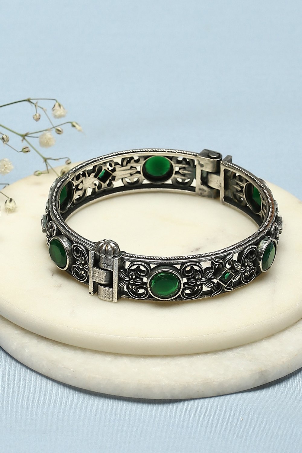 Oxidised-Green Brass Bangles image number 0