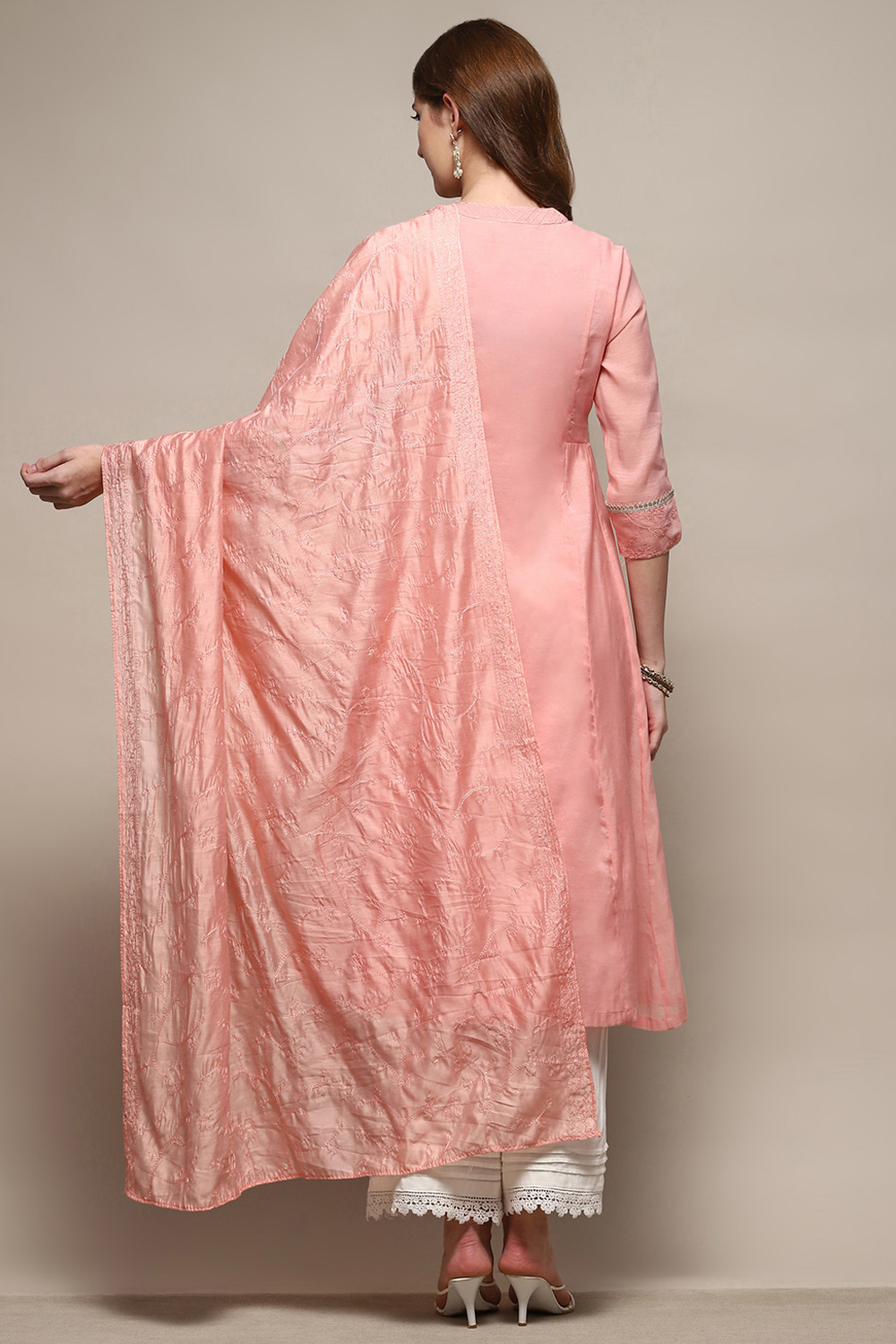 Off-white Threadwork Dupatta image number 3