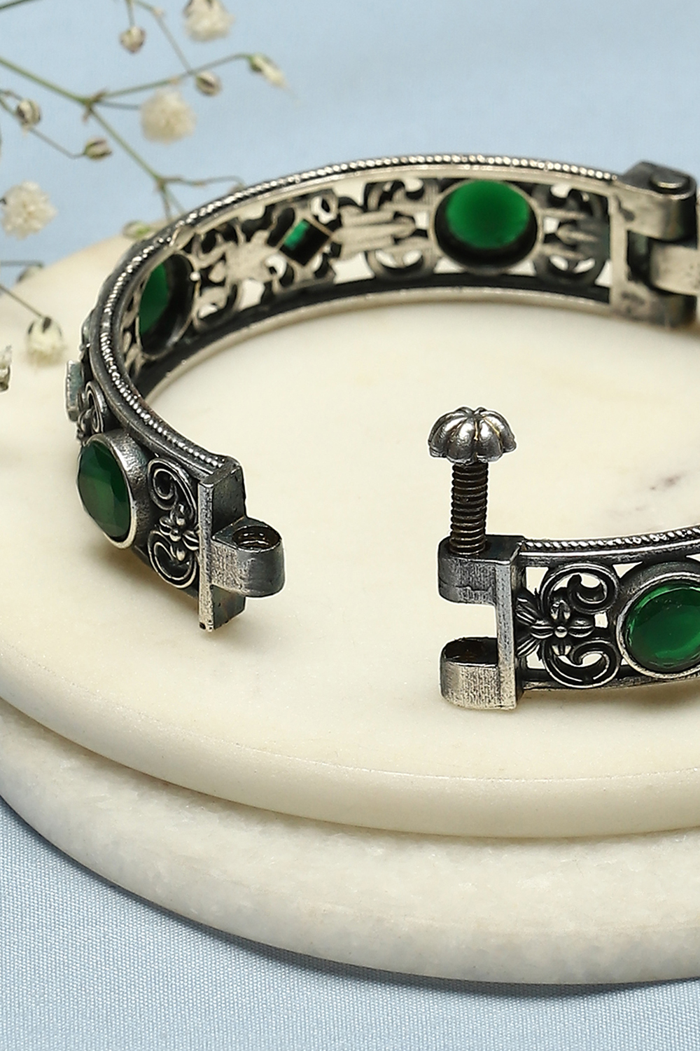 Oxidised-Green Brass Bangles image number 4