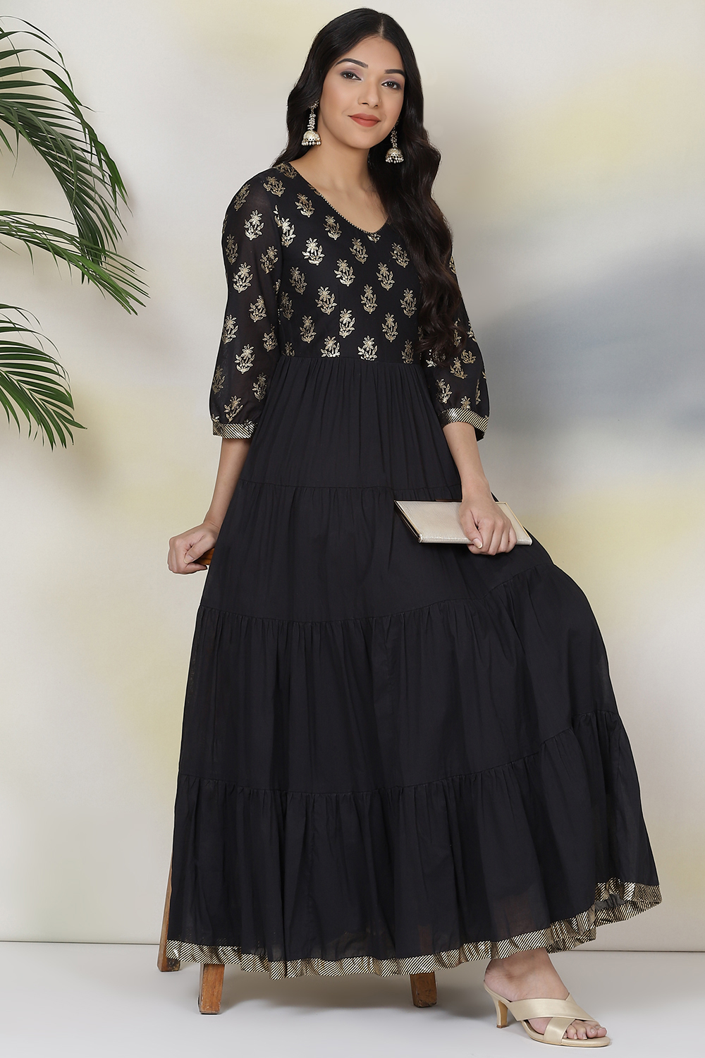 Black Cotton Fusion Dress image number 5