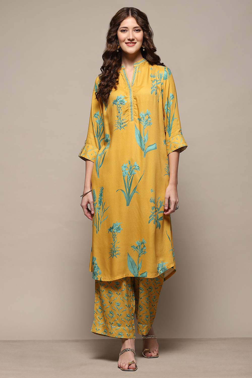 Mustard Rayon Straight Kurta Set image number 6