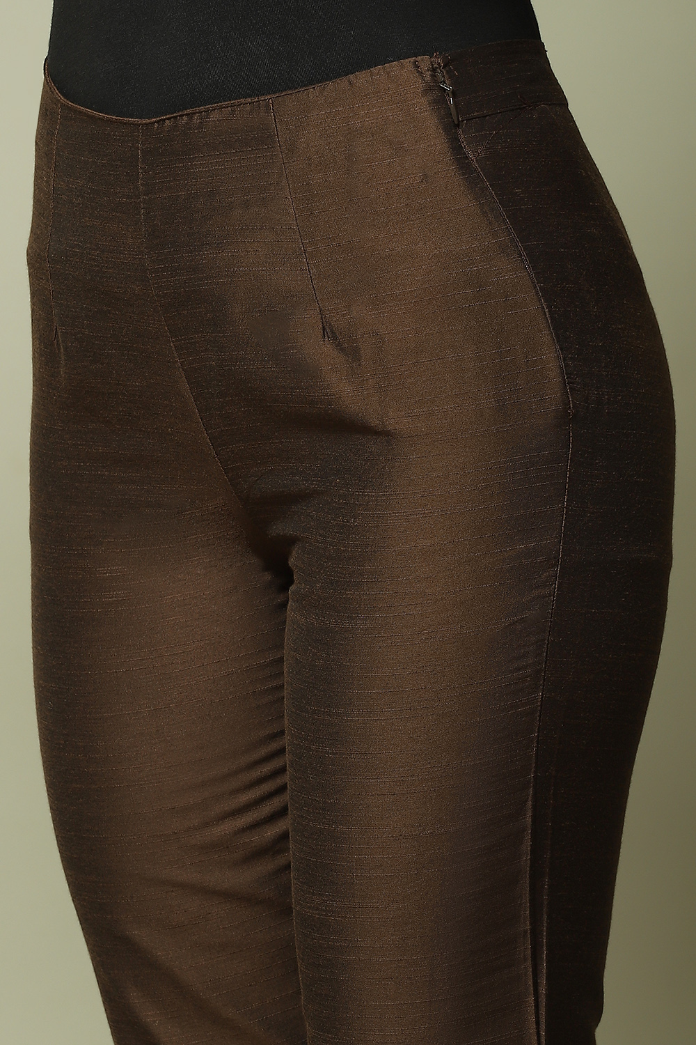 Maroon Poly Viscose Pants image number 2