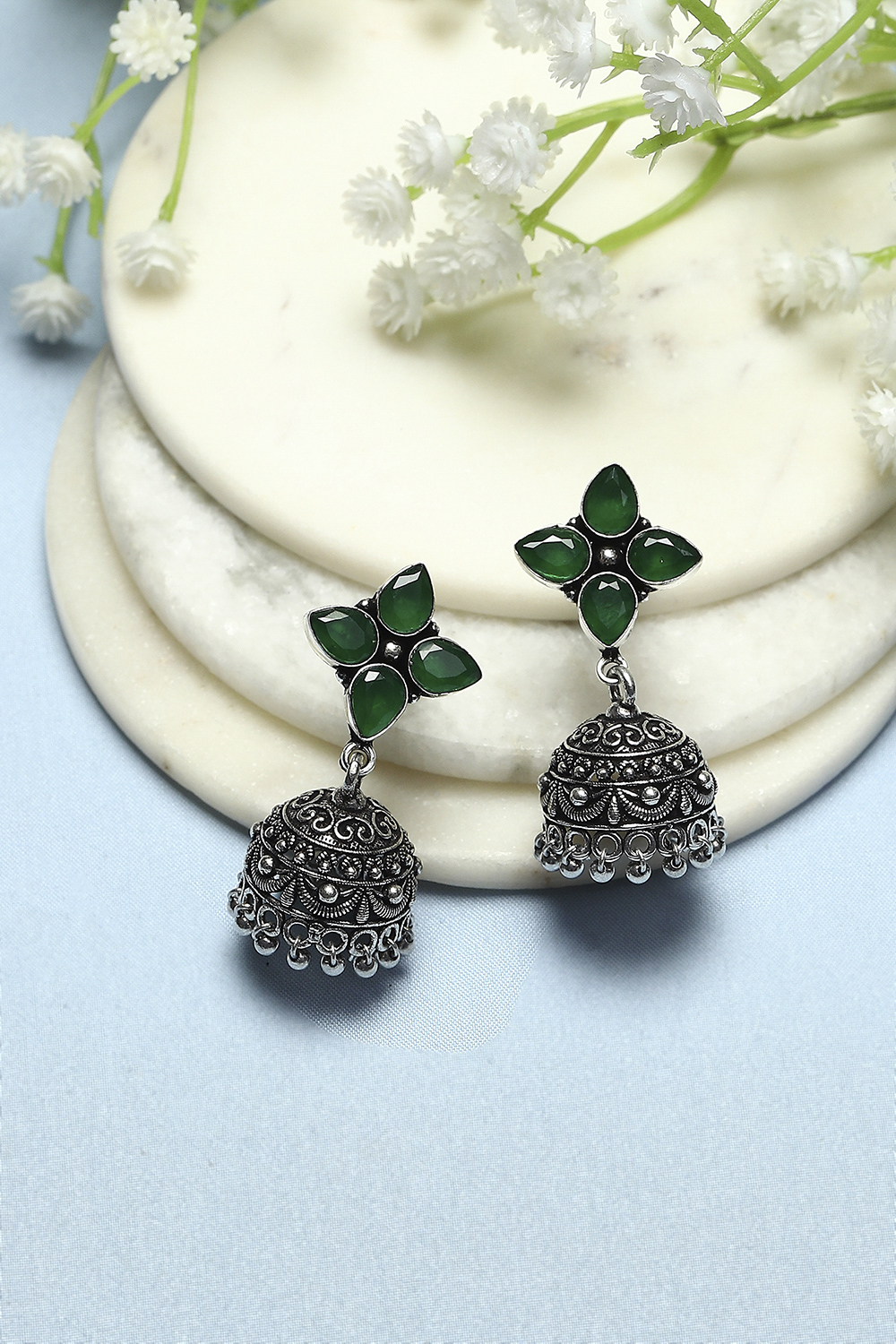 Green Oxidised Casual Jhumka image number 0