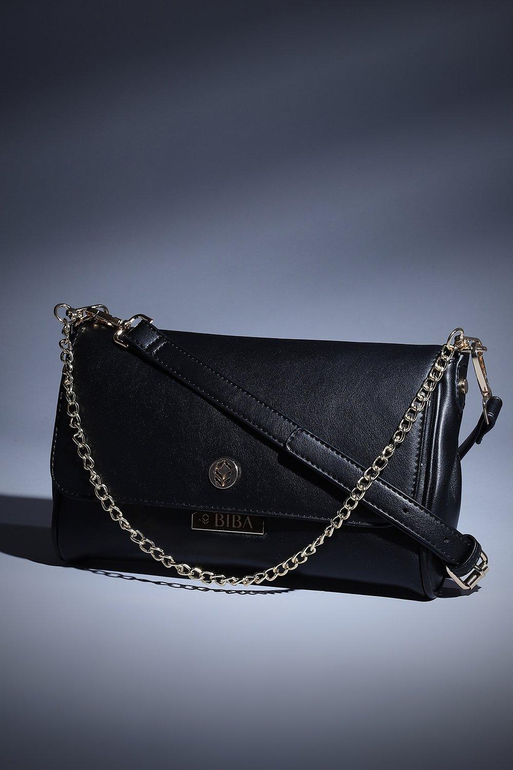 Black Pu Leather Shoulder Bag image number 0