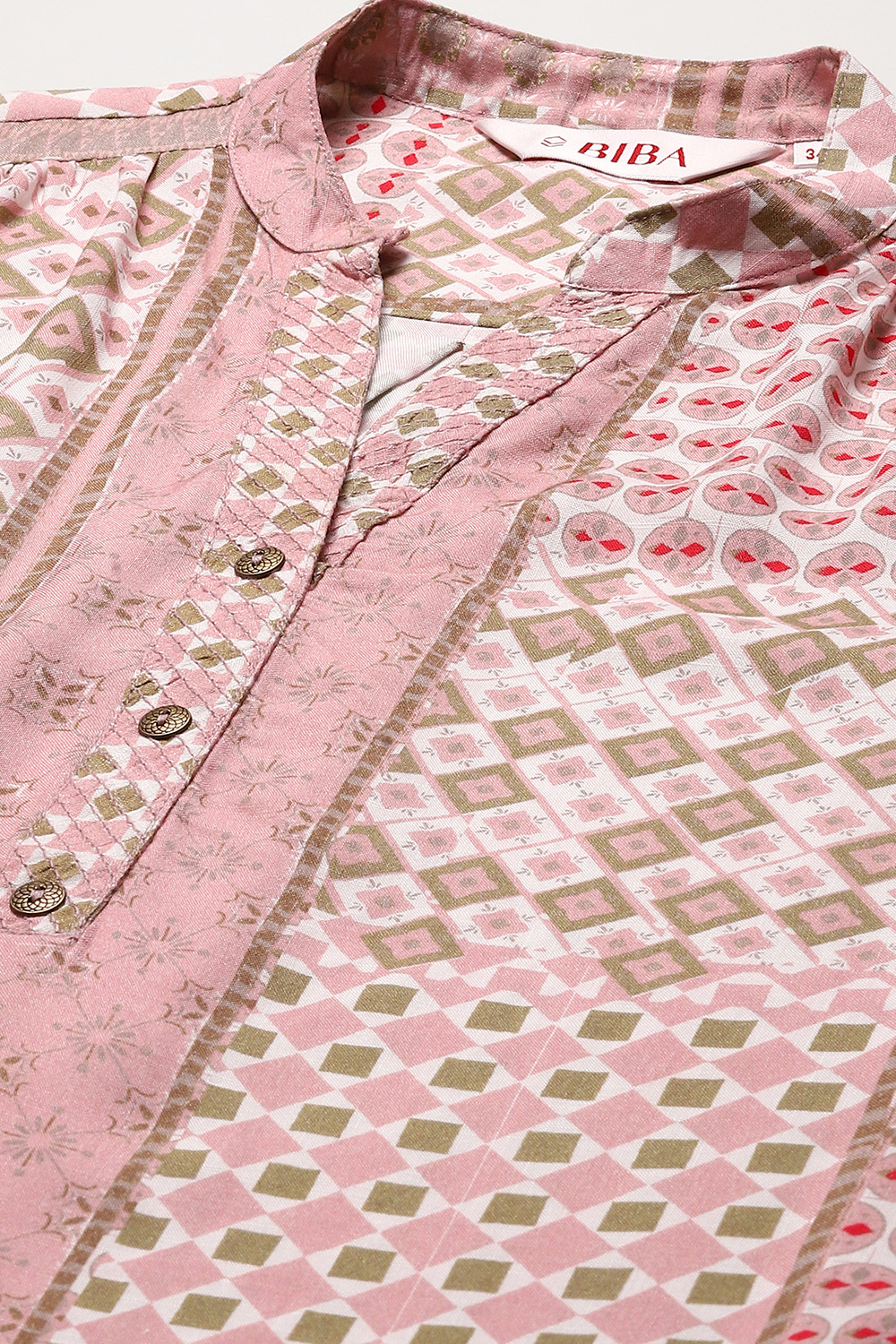 Dusty Pink Rayon Geometric Printed Straight Kurta image number 5