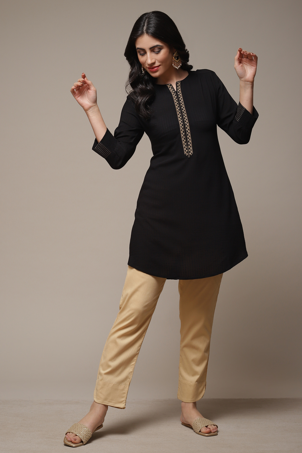 Black Viscose Straight Kurta image number 0