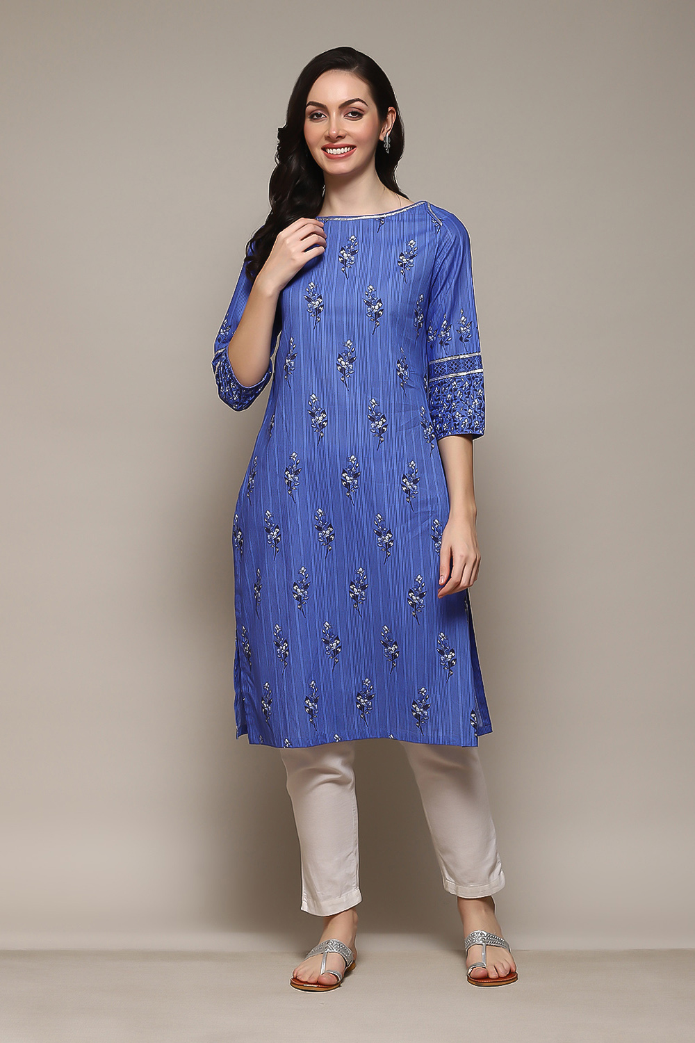 Green Cotton Straight Printed Kurta image number 0