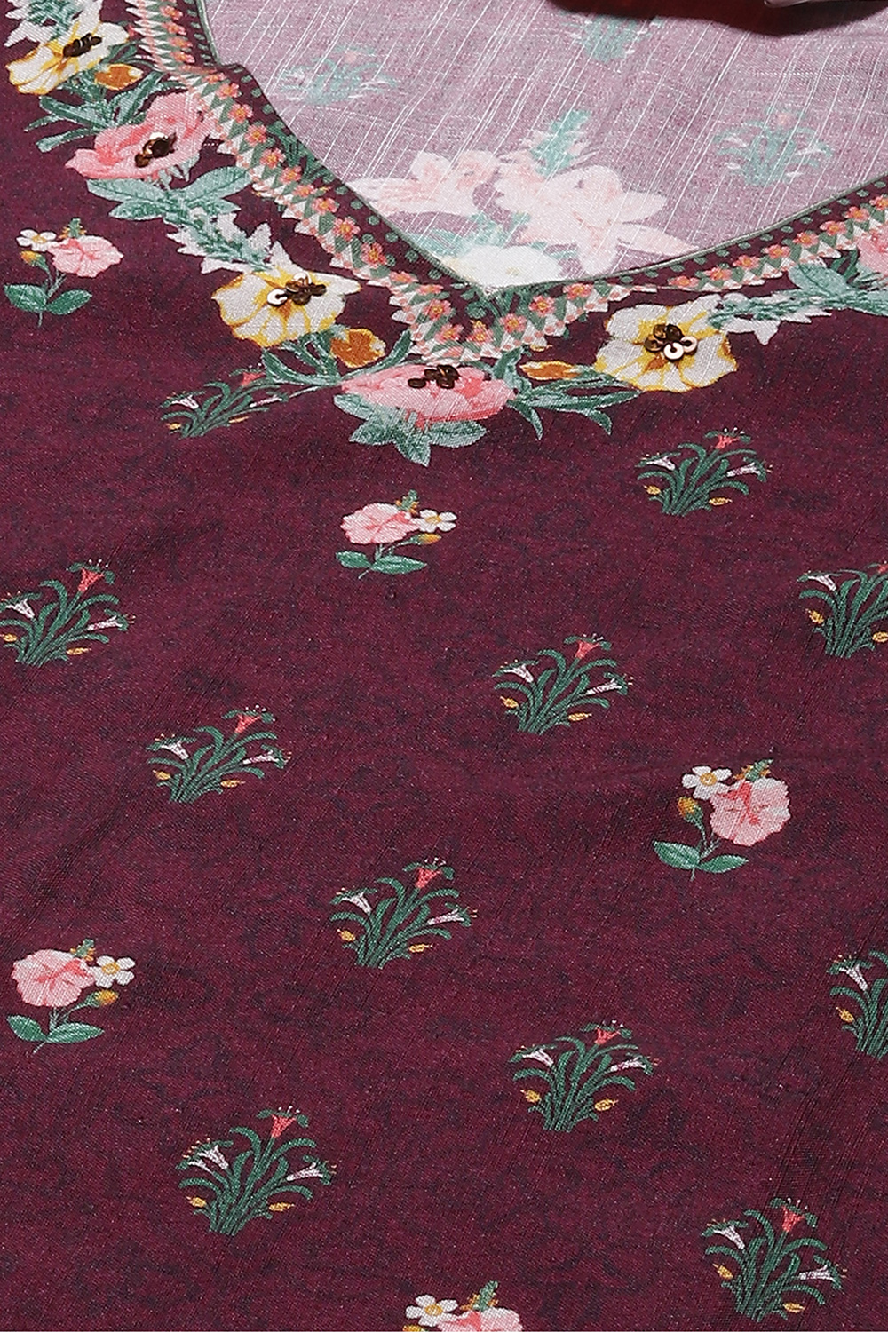 Wine Rayon Printed Straight Pant Kurta Palazzo Suit Set image number 1