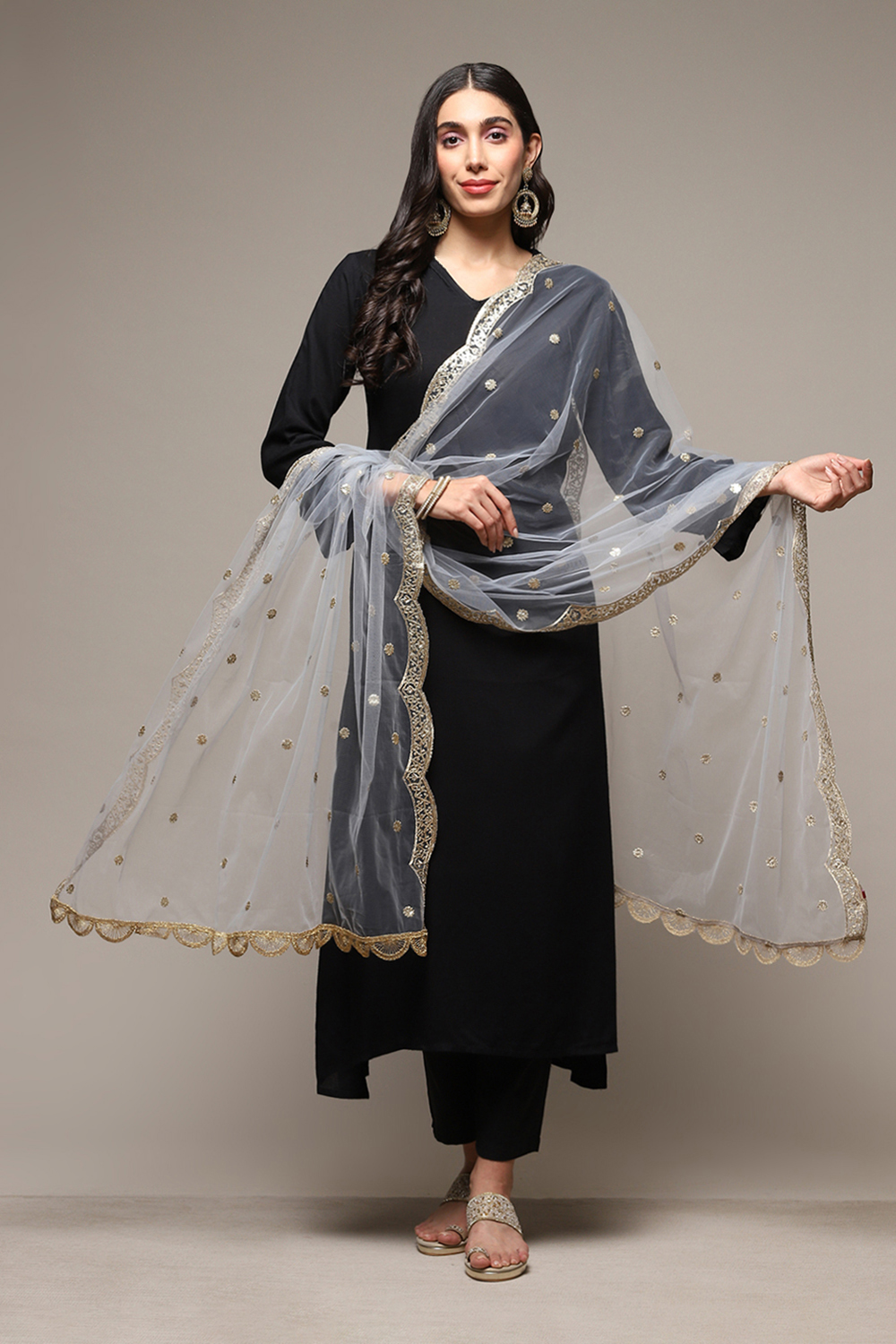 Sky Blue Nylon Yarndyed Dupatta image number 0