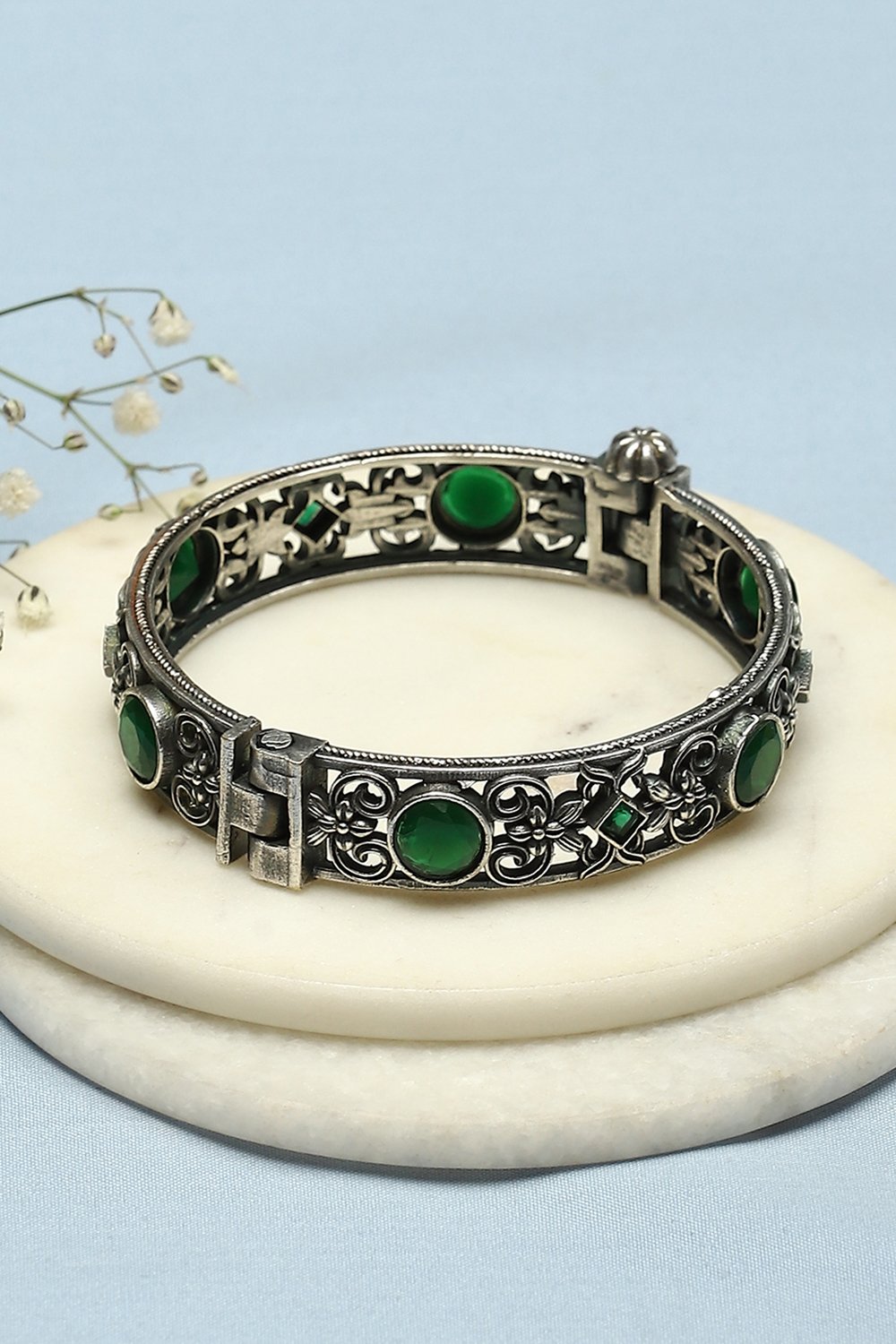 Oxidised-Green Brass Bangles image number 2