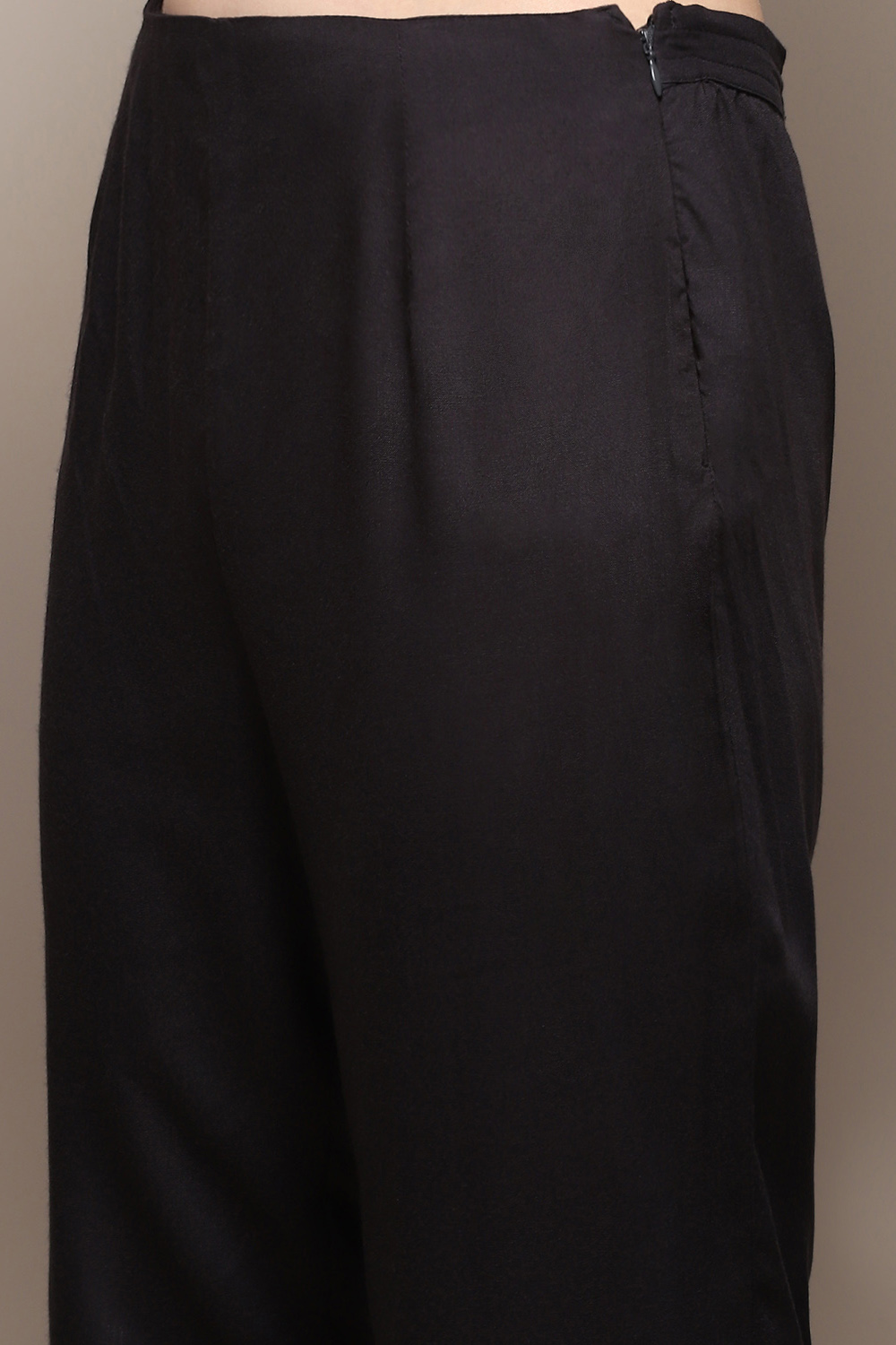Black Rayon Straight Kurta Pant Suit Set image number 2