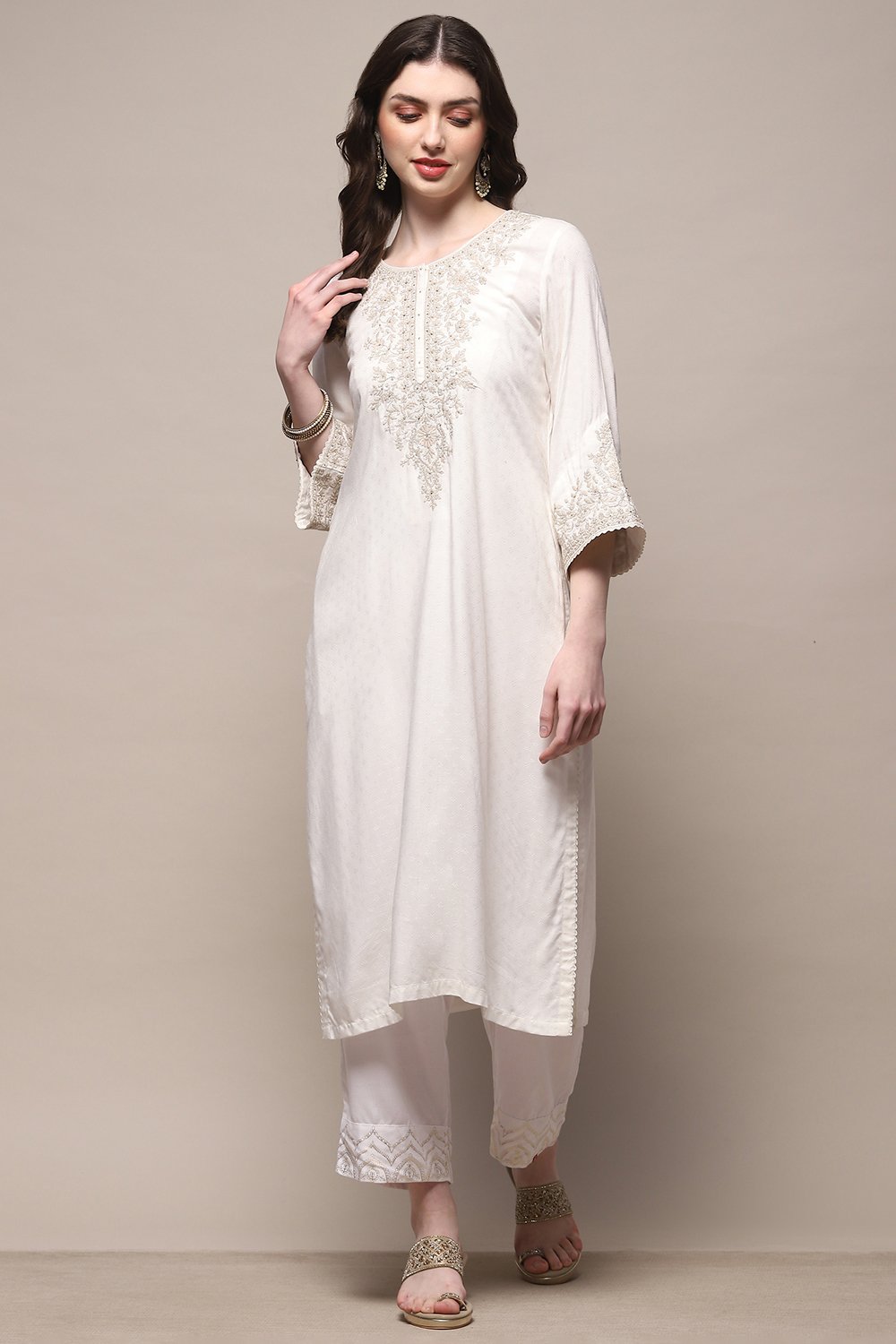 White Rayon Straight Kurta image number 5