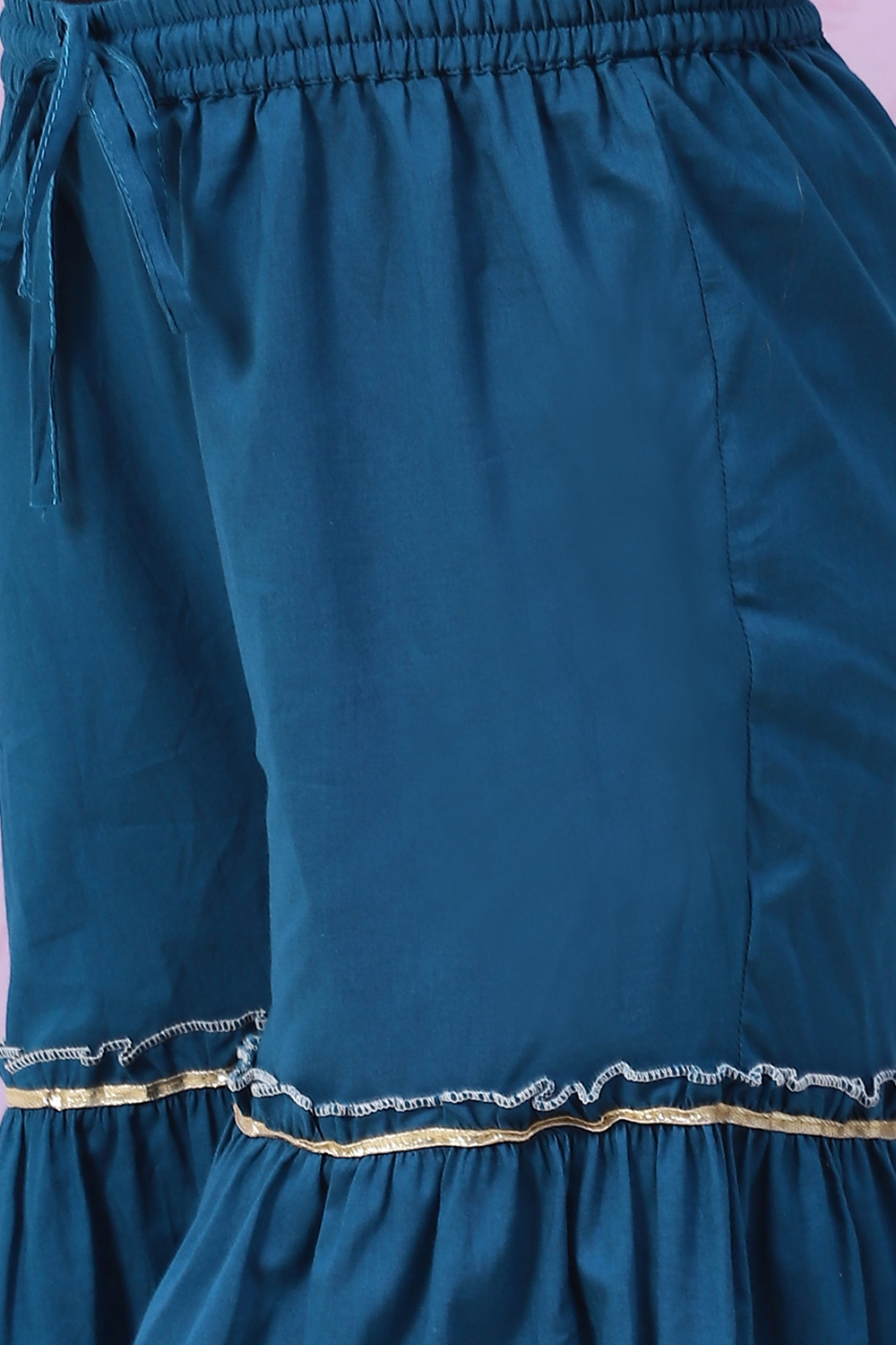 Blue Art Silk Straight Kurta Sharara Suit Set image number 2