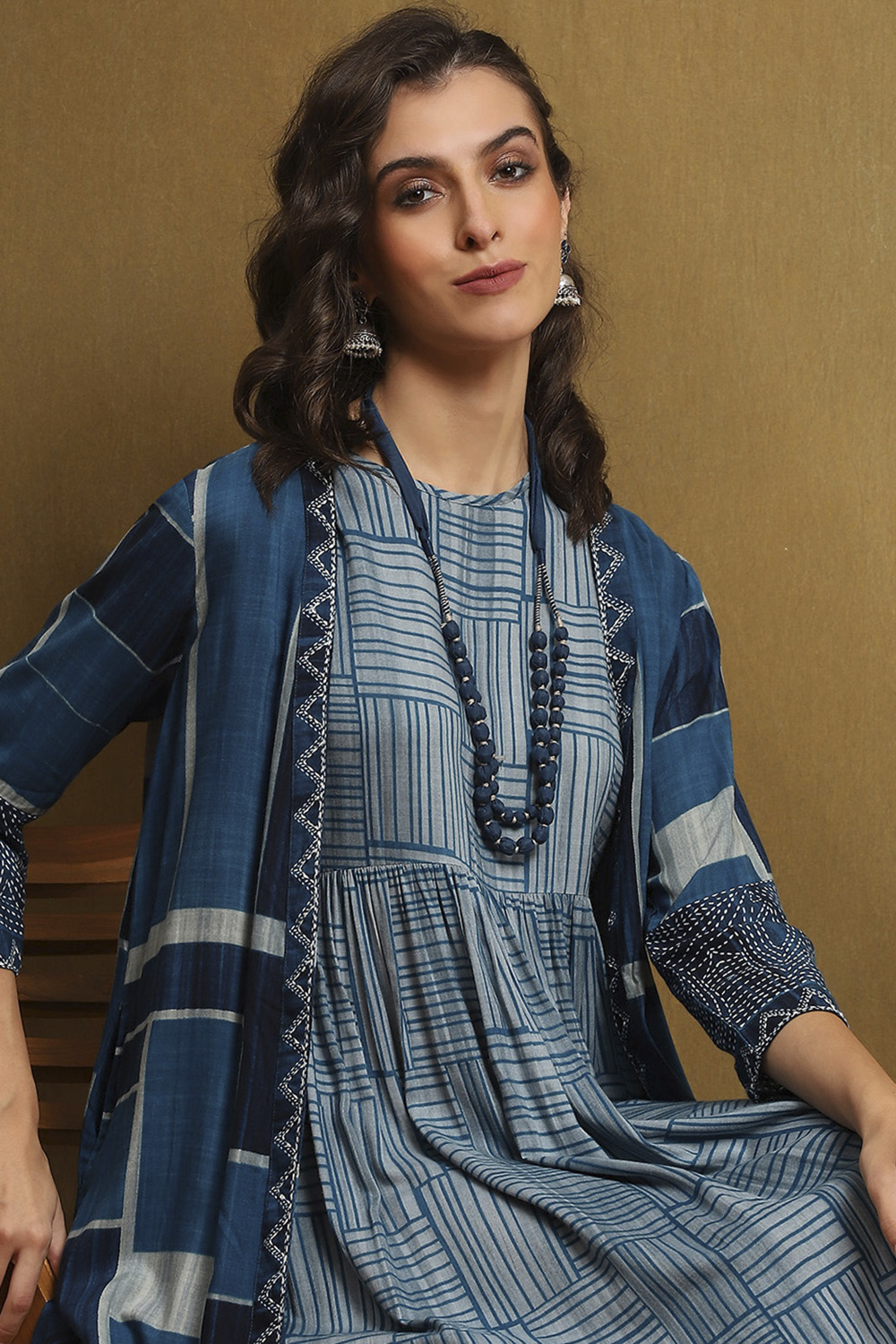 Blue Rayon Straight Set image number 0