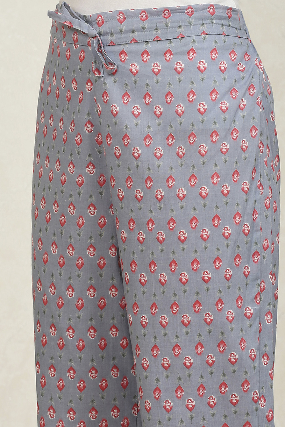 Grey Cotton Printed Unstitched Suit Set image number 3