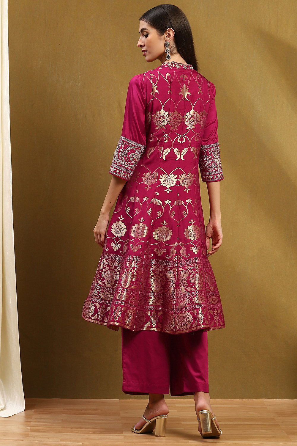 Berry Viscose Anarkali Suit Set image number 4