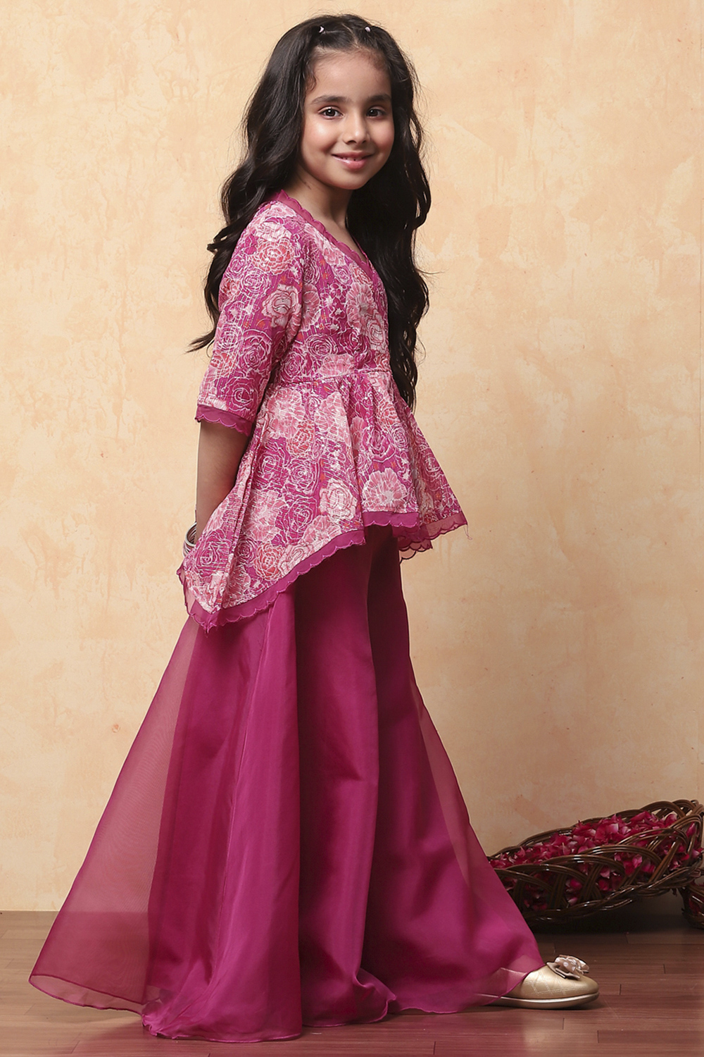 Pink Polyester Blend Flared Kurta Set image number 5