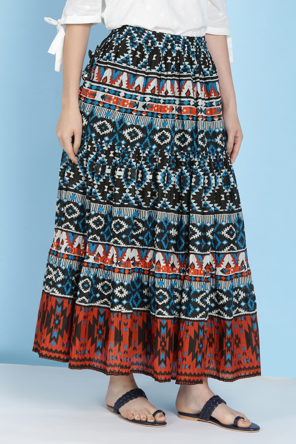 Black Cotton Long Skirt at Biba Global