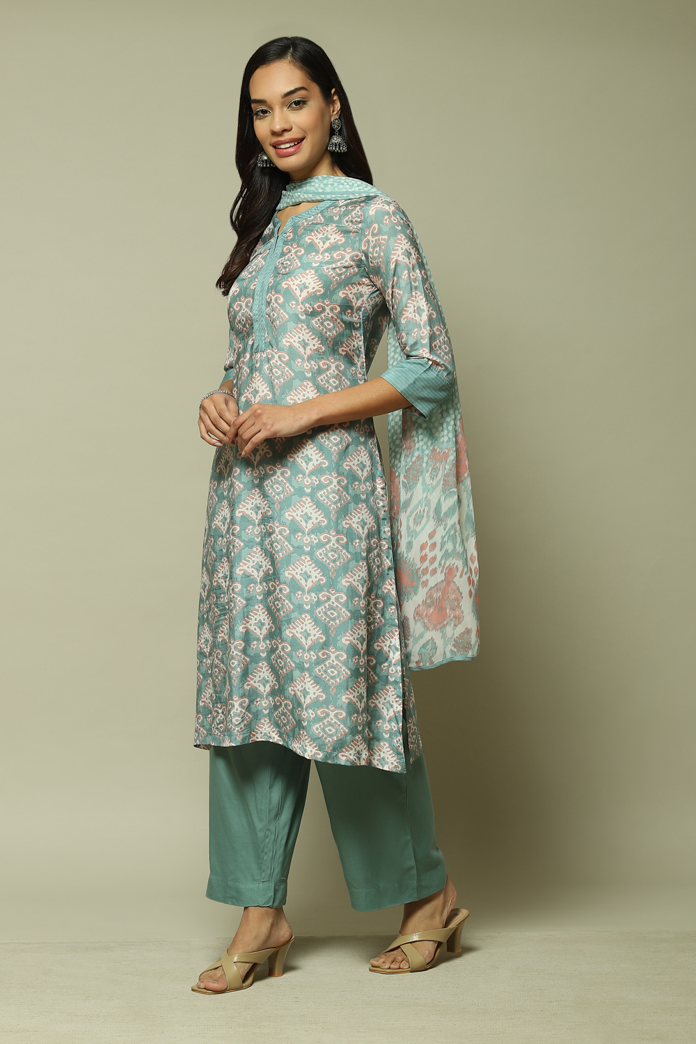 Coral Modal Straight Kurta Palazzo Suit Set image number 5