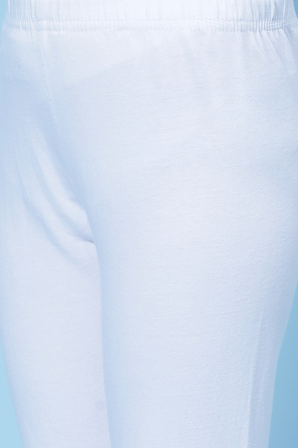 White And Pink Cotton Flared Kurta Churidar Suit Set image number 3
