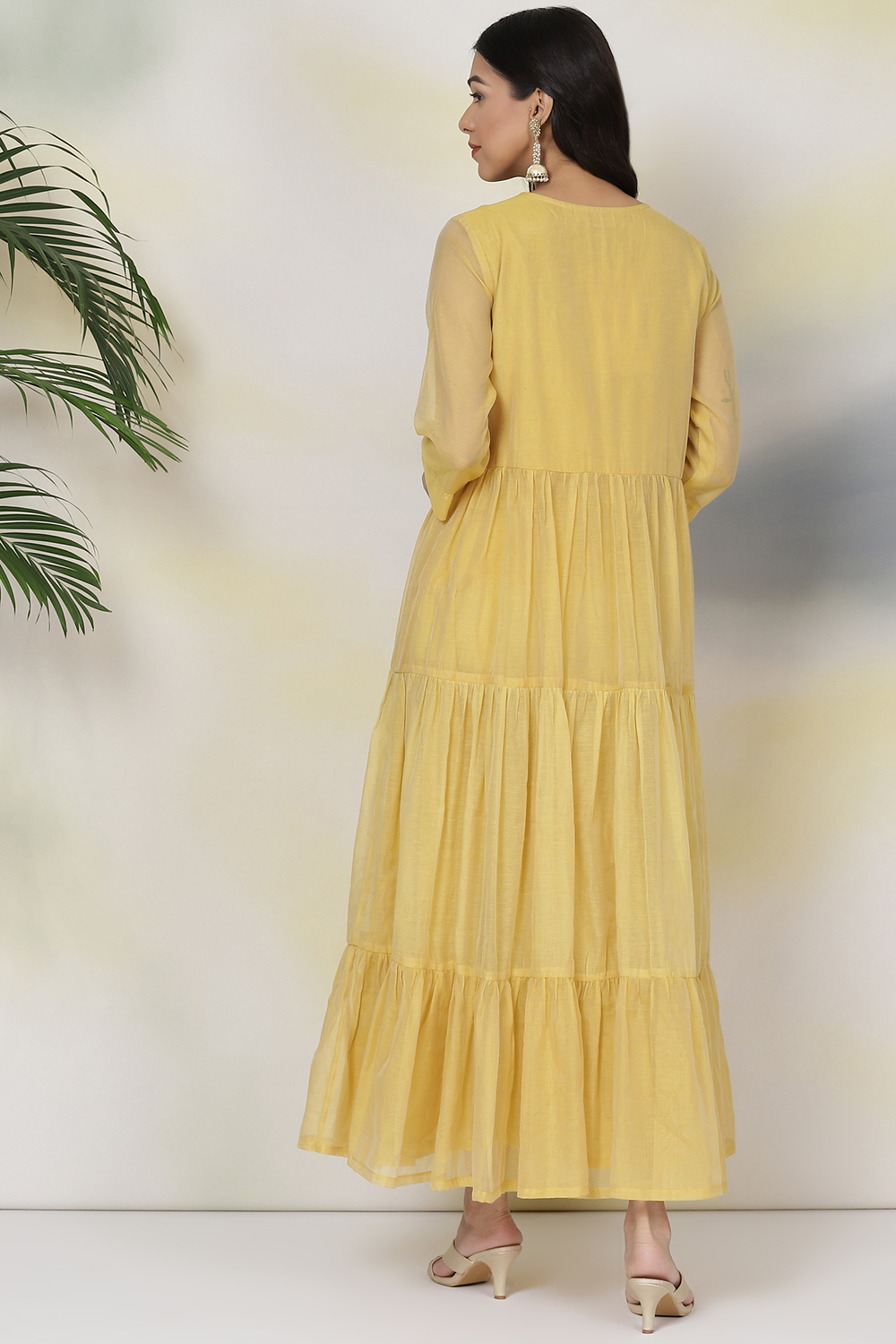 Mustard Poly Cotton Fusion Dress image number 5