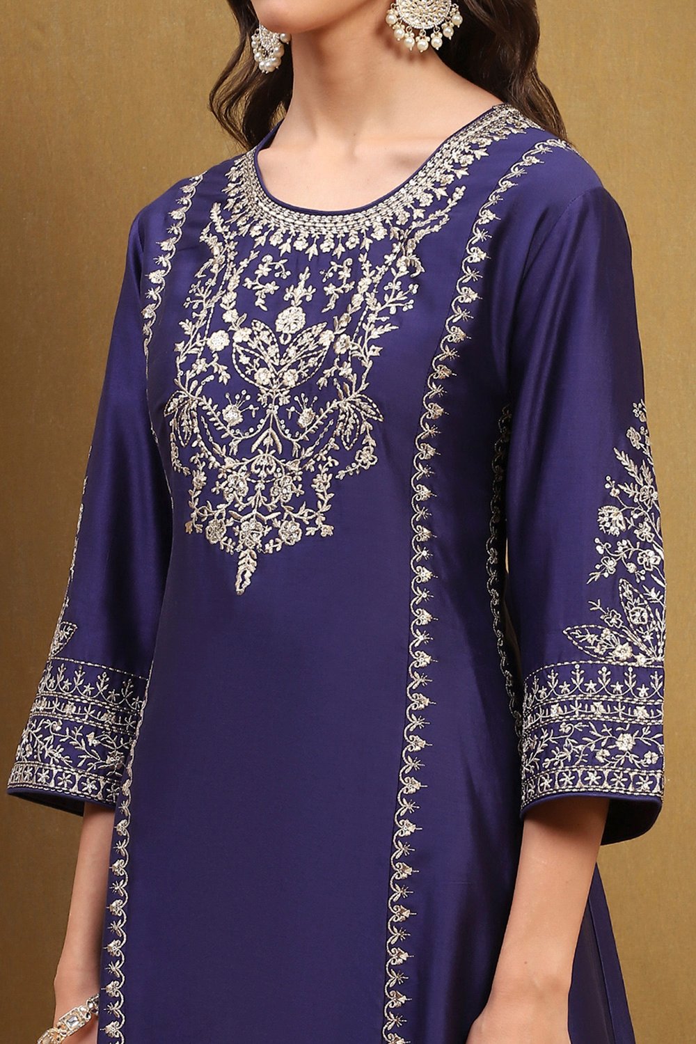 Purple Silk Chanderi Kalidar Suit Set image number 1