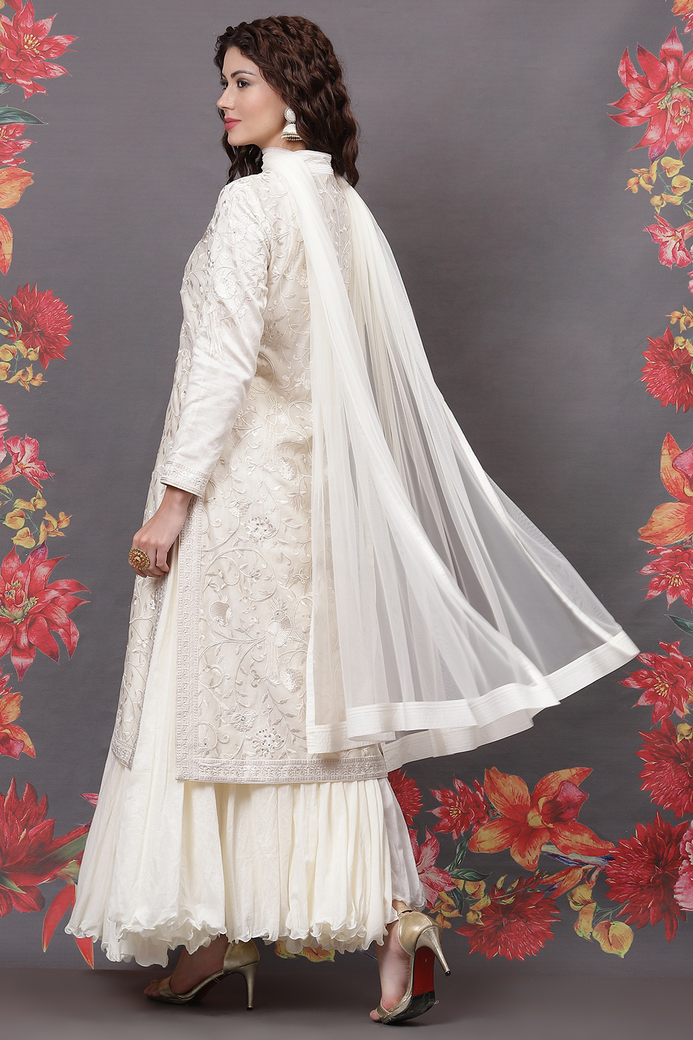 Rohit Bal Off White Cotton Silk Straight Yarndyed Suit Set image number 4