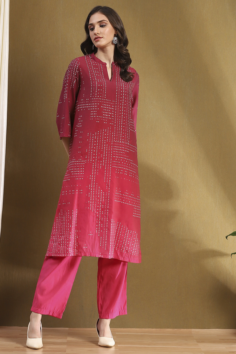 Pink Viscose Blend Straight Set image number 0