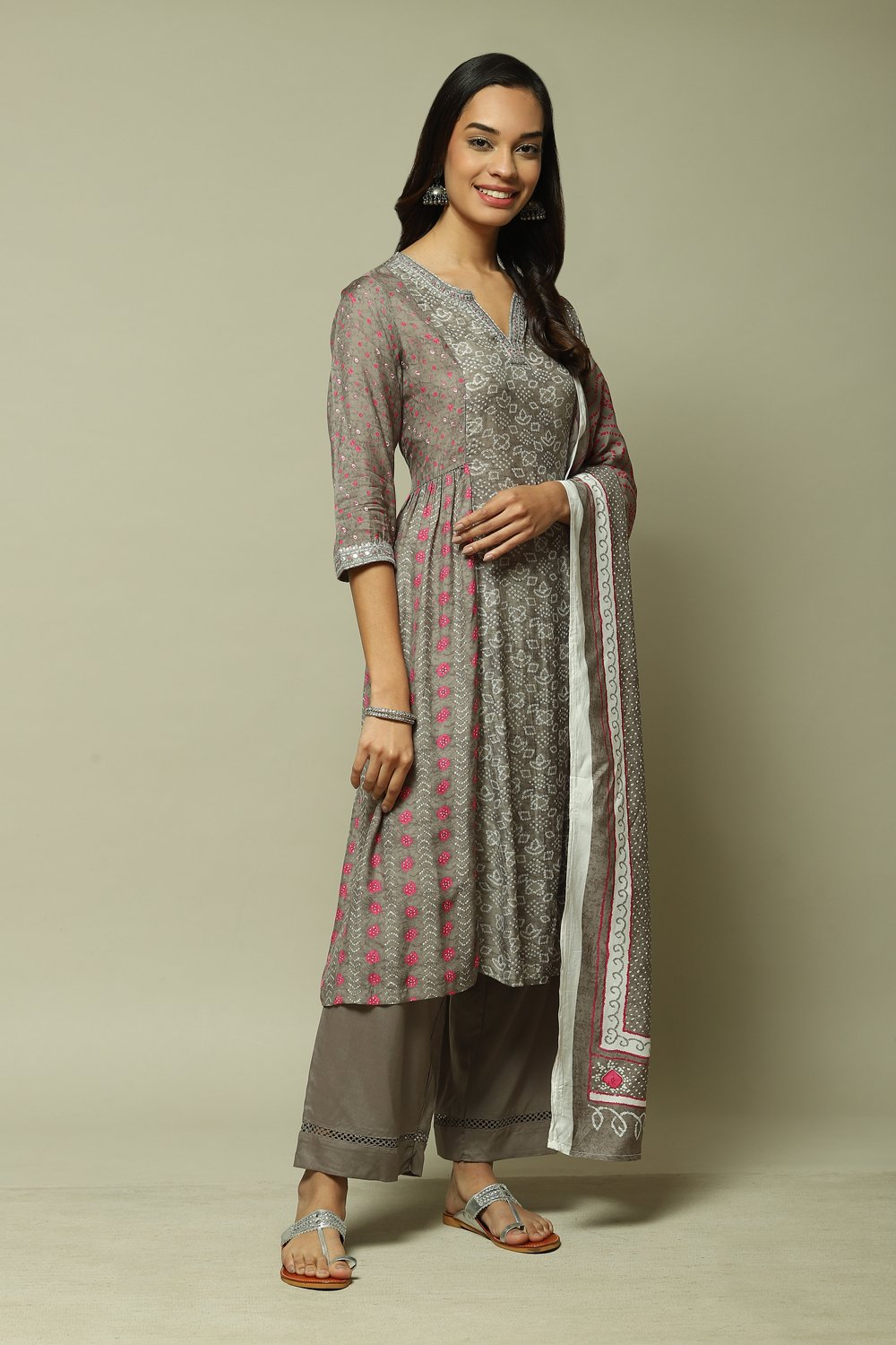 Mango Modal A-Line Kurta Palazzo Suit Set image number 6