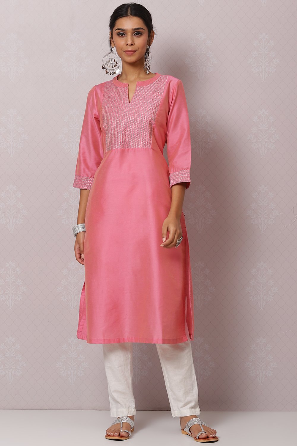 Yellow Straight Nylon Viscose Kurta image number 0