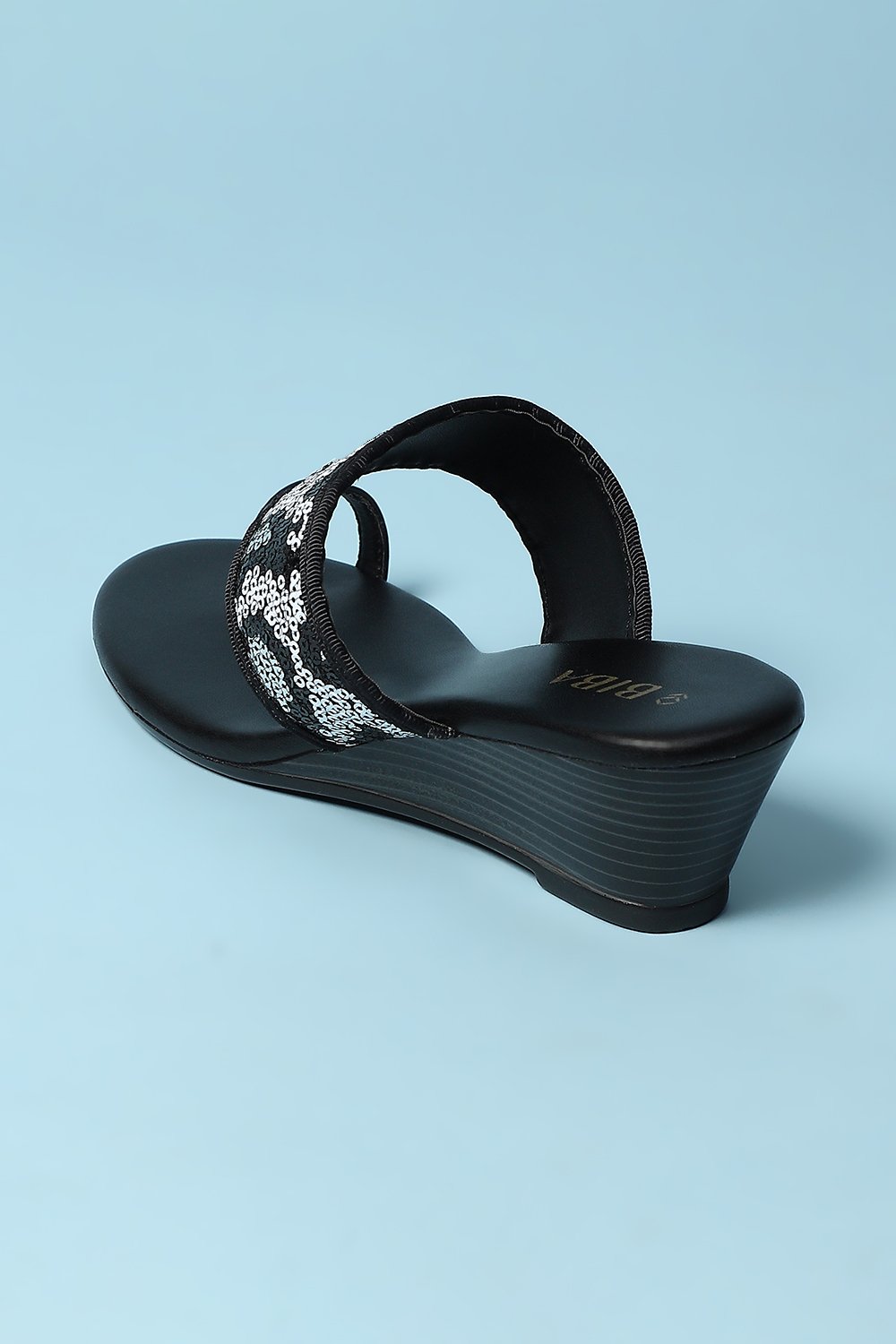 Black Pu Ring Toe Sandals image number 4