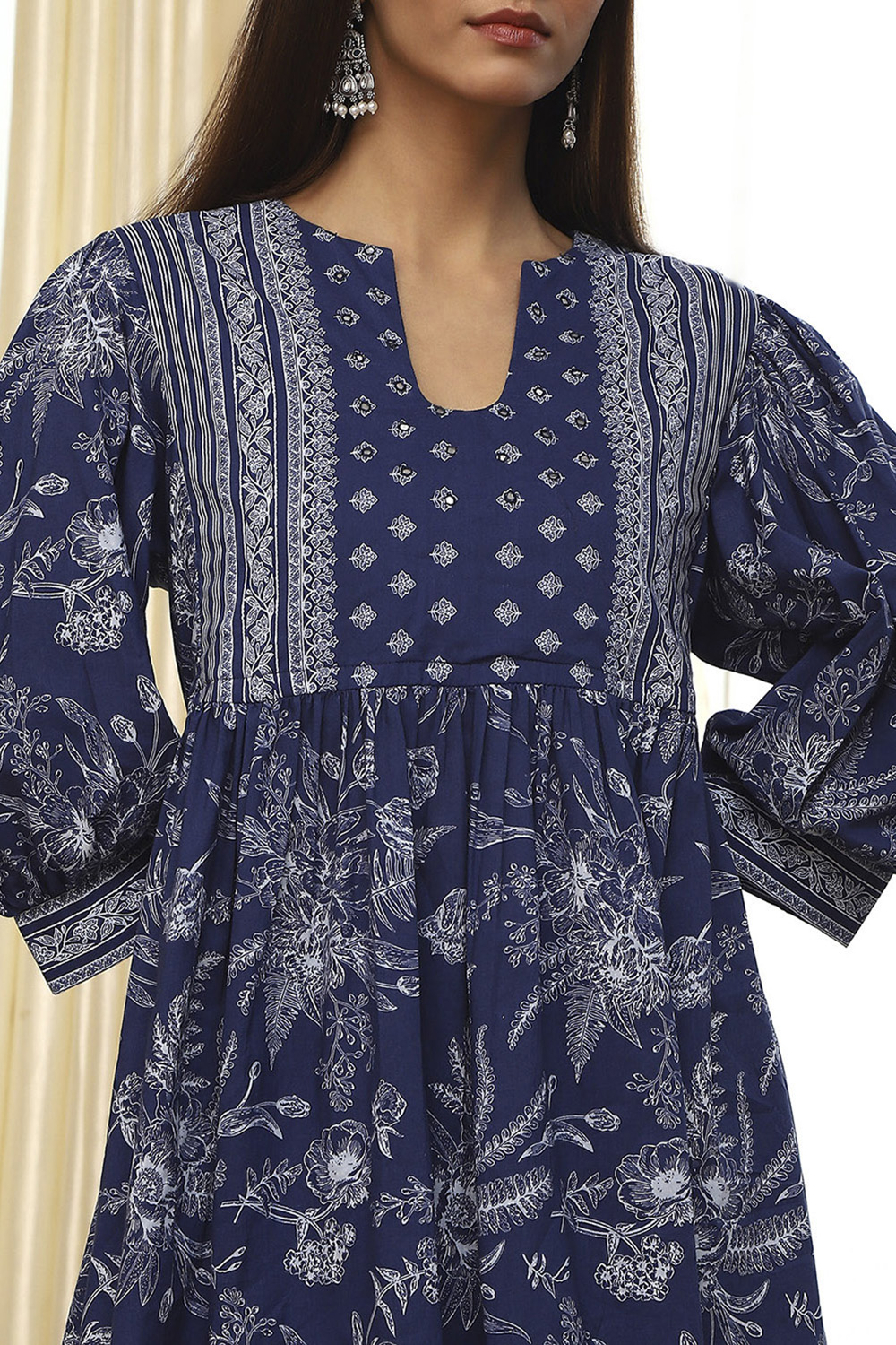 Indigo Pure Cotton Fusion Kurta Set image number 1