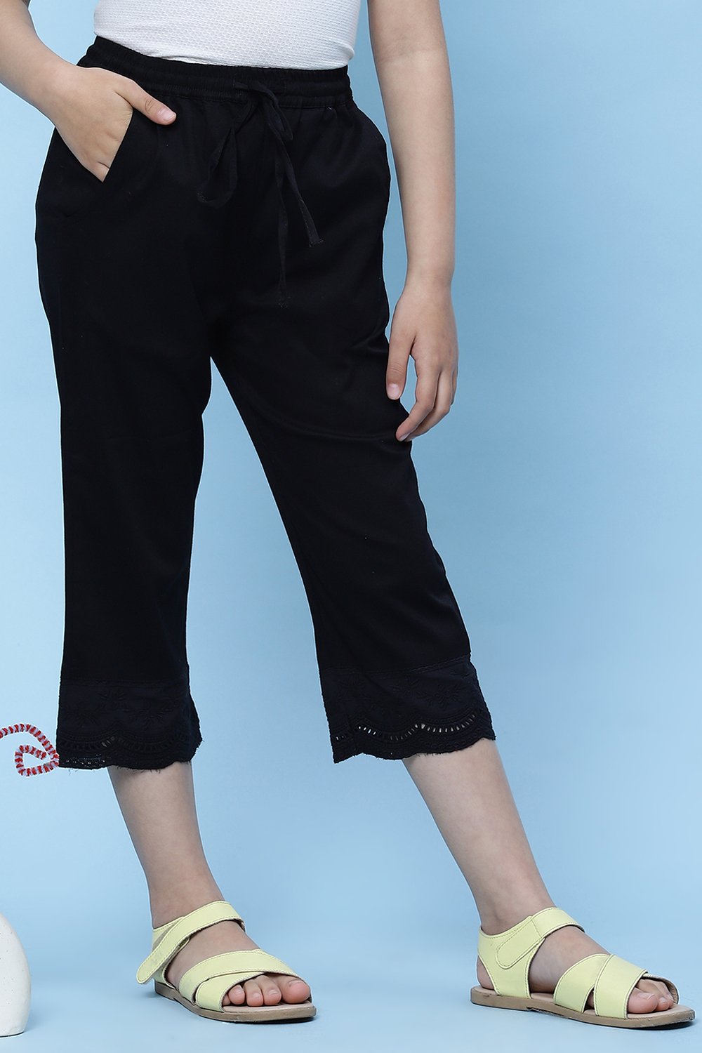 Buy Black Cotton Solid Capri Pant (Capri) for INR399.50