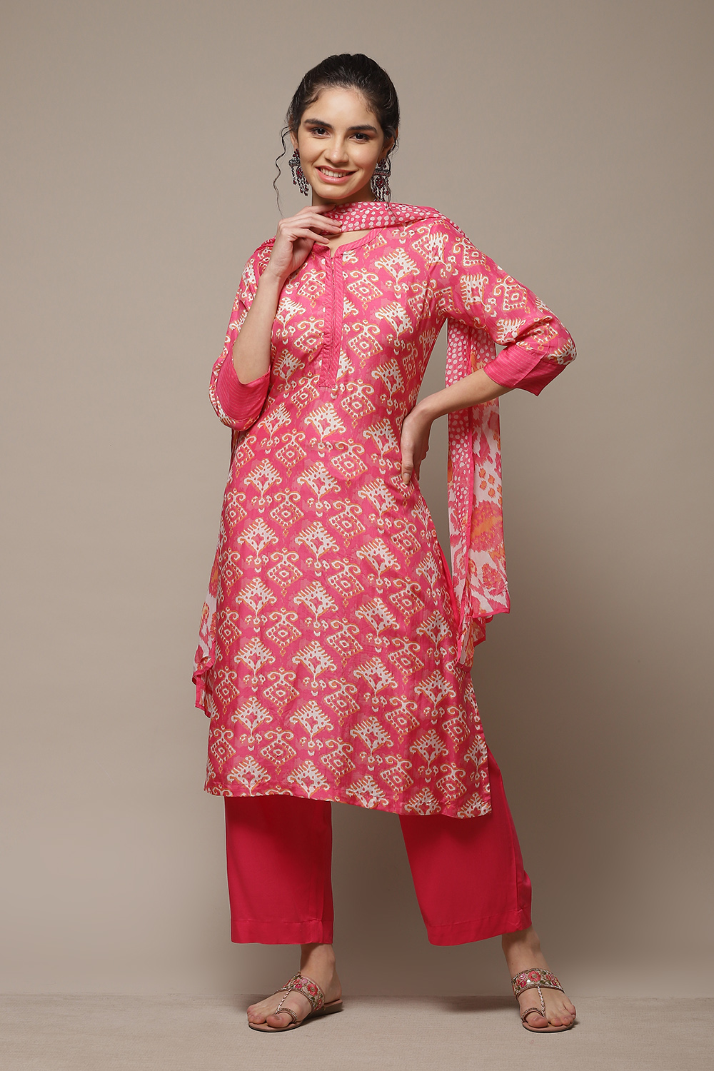 Coral Modal Straight Kurta Palazzo Suit Set image number 1