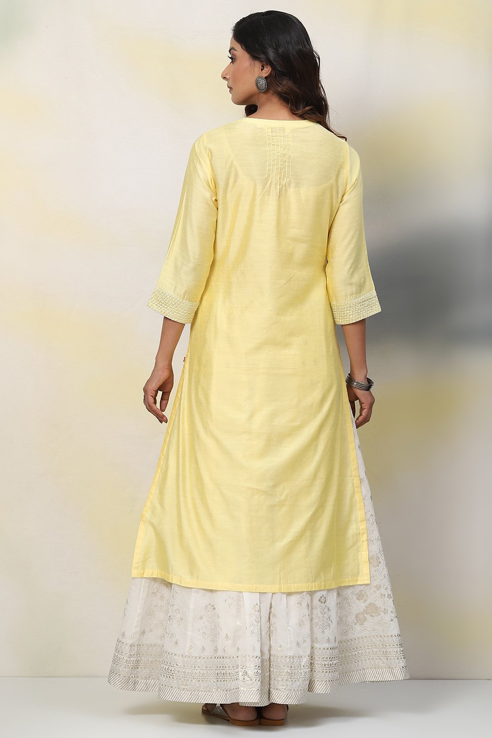 Yellow Straight Nylon Viscose Kurta image number 5