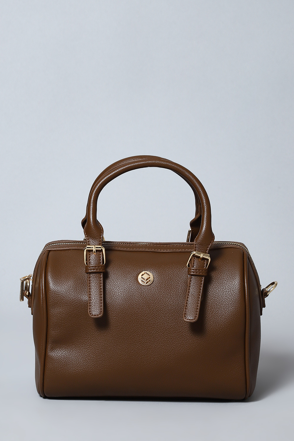 Brown Pu Leather Duffle Bag image number 1