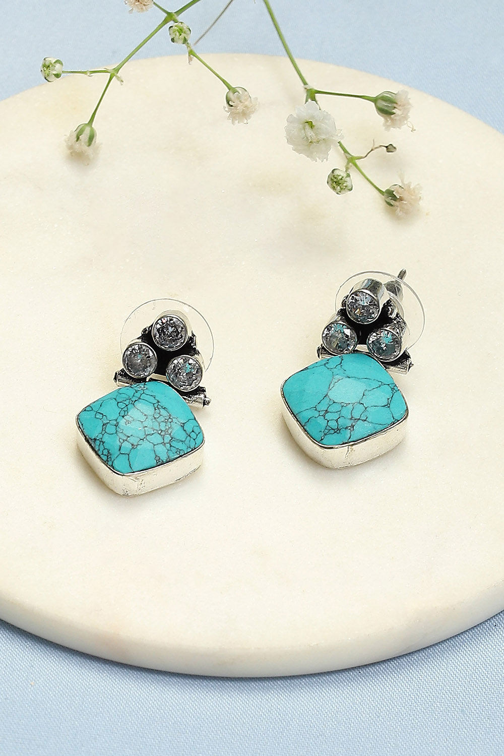 Turquoise Brass Earrings image number 0