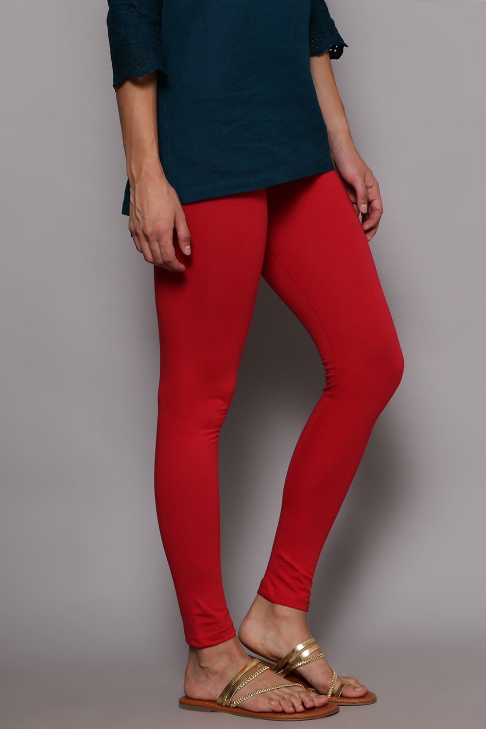 BIBA Cotton And Polyester Leggings M (Red) in Bangalore at best