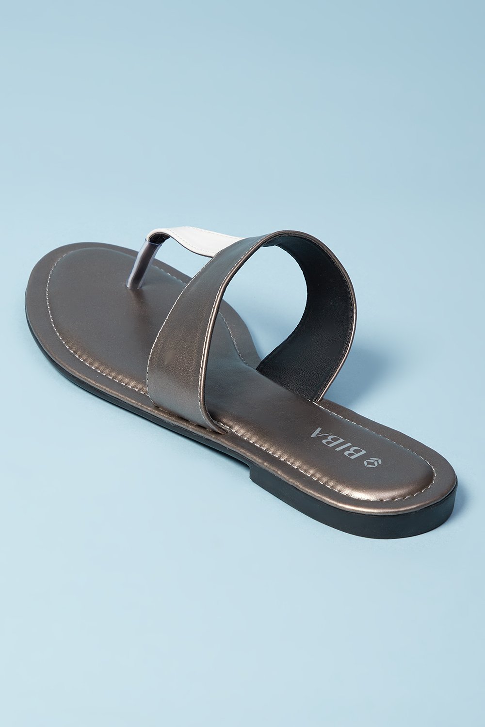 Gunmetal Pu T-Straps Sandals image number 4