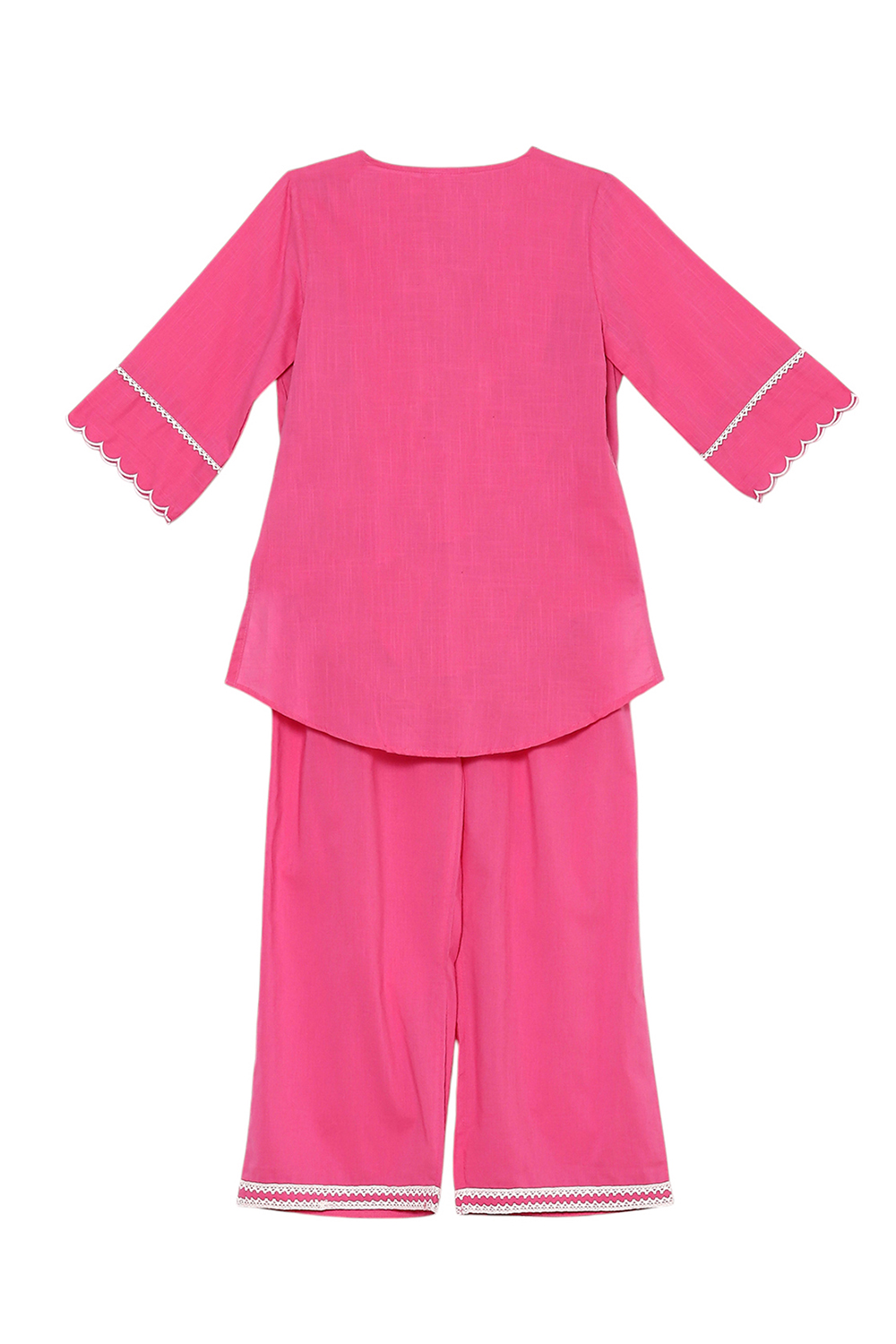 Pink Cotton Kurta Pants Set image number 3