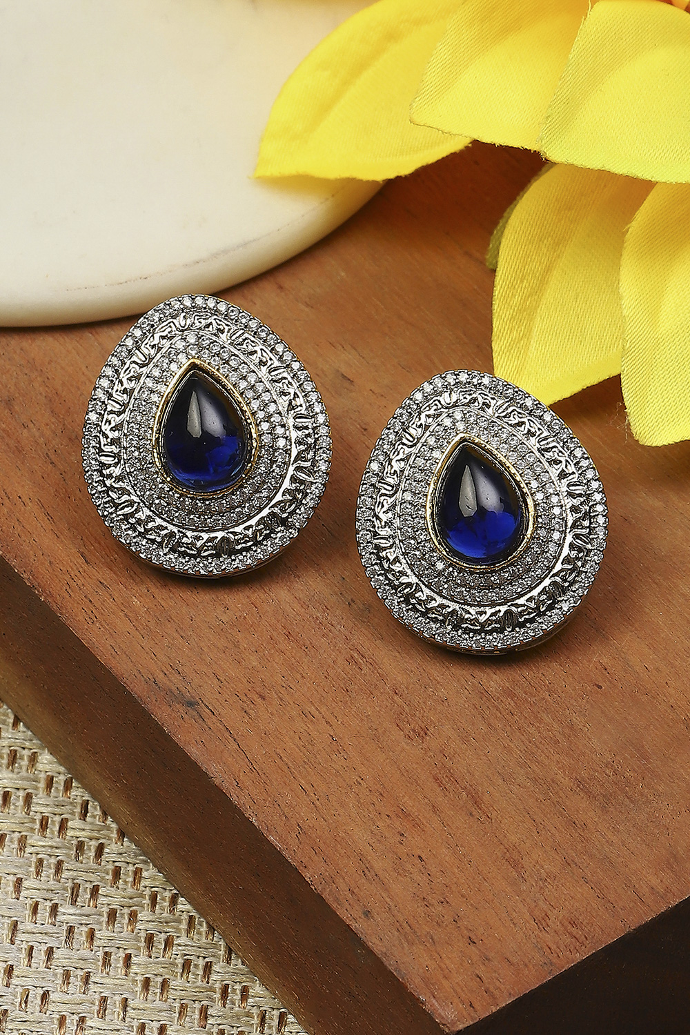 Navy Kundan Festive Studs image number 0