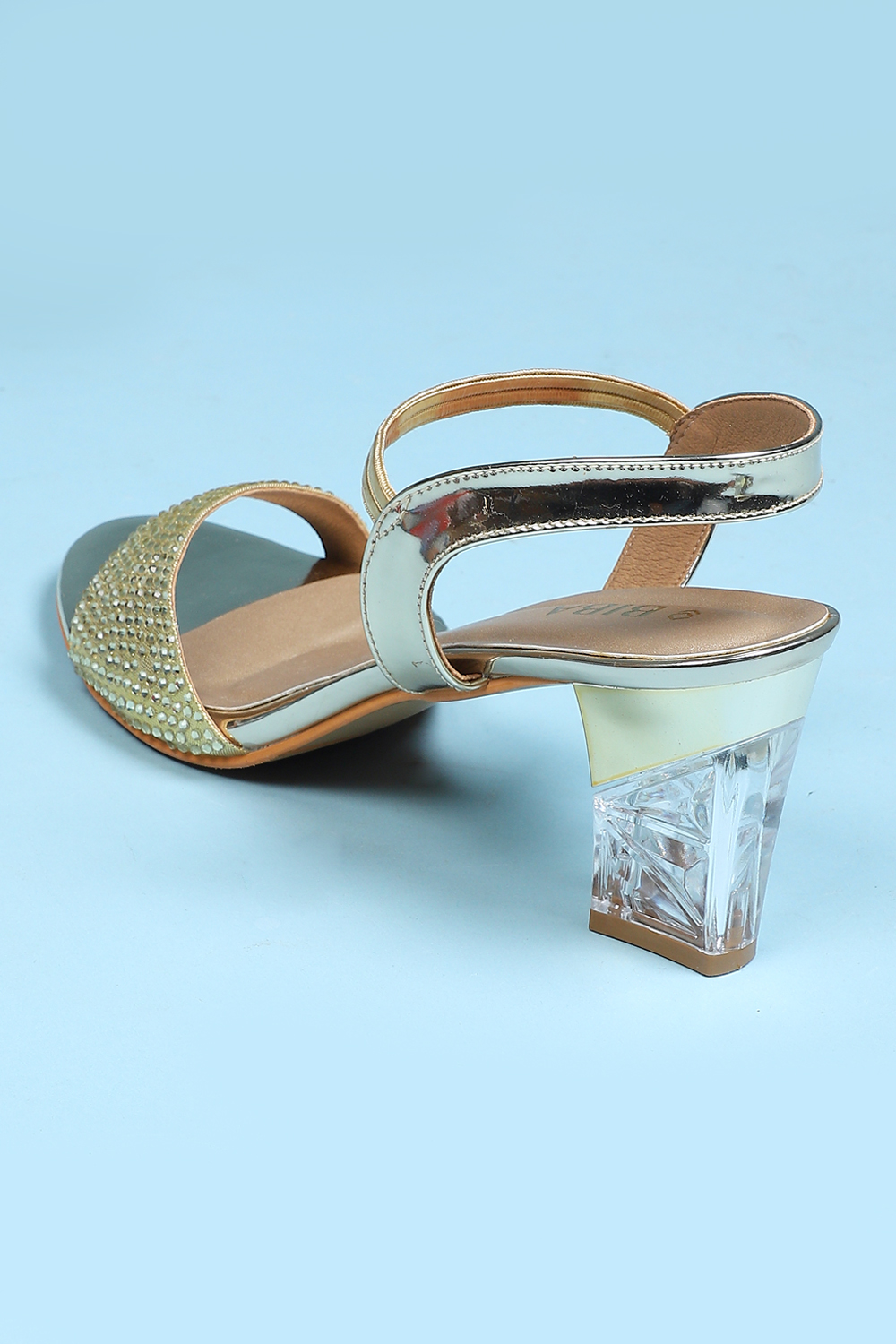 Gold Embellished Sandals image number 4