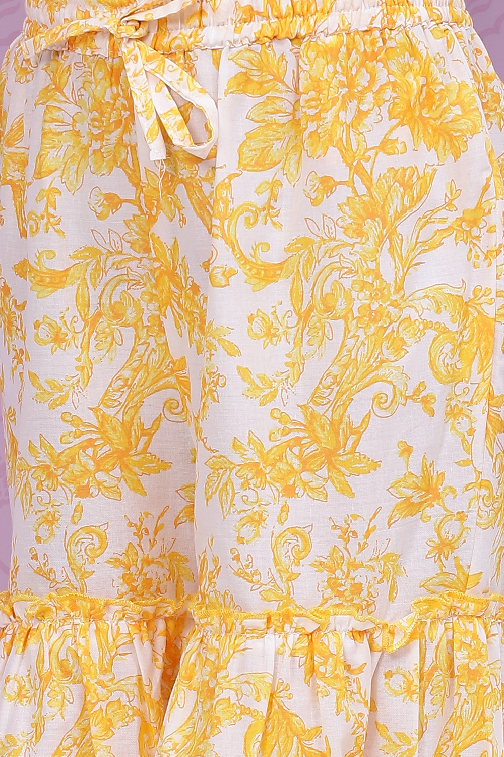 Yellow White Cotton Sharara Kurta Sharara Suit Set image number 3